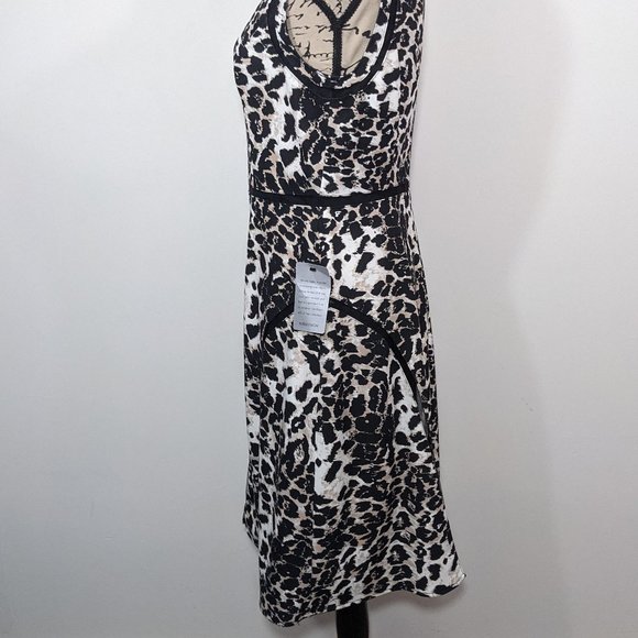 NWT Adrianna Papell Leopard Animal Print Dress - Mesh Piping size 10 - Picture 4 of 11
